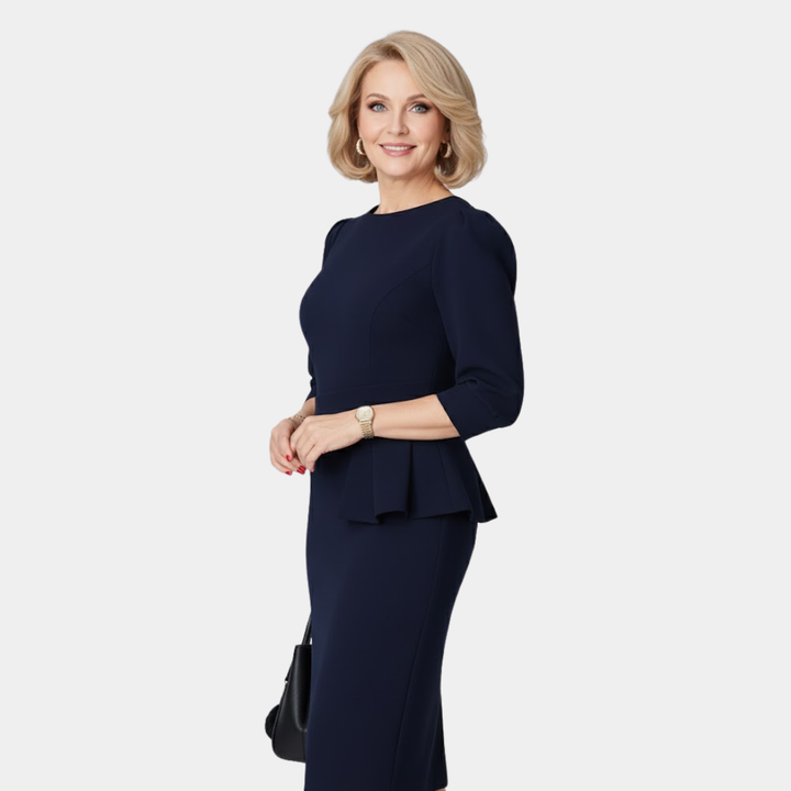 Claudine Bloom | Abito Midi con Volant Raffinato