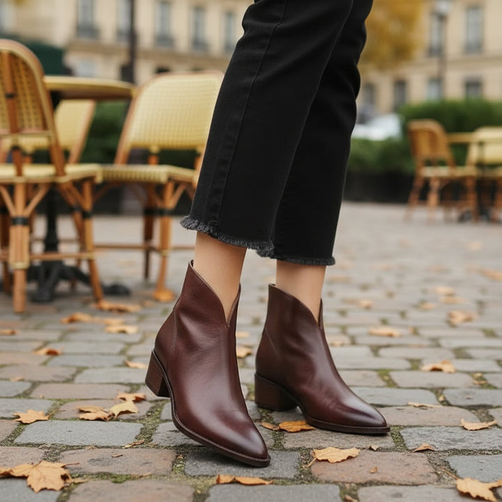 Stivali alla Caviglia in Pelle di Lusso