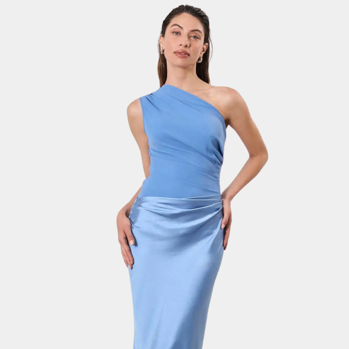 Aleida | Abito Maxi in Satin con Spalla Scoperta