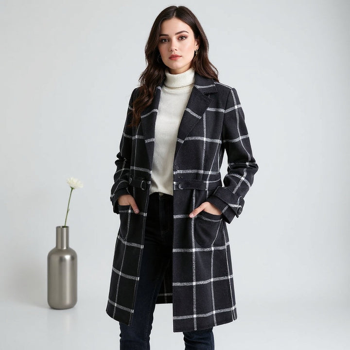 Caterina | Giacca retro in tweed a quadri con colletto