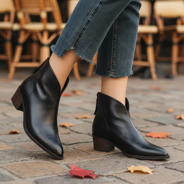 Stivali alla Caviglia in Pelle di Lusso